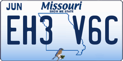 MO license plate EH3V6C