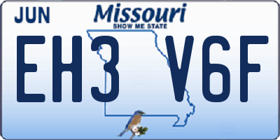 MO license plate EH3V6F