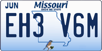 MO license plate EH3V6M