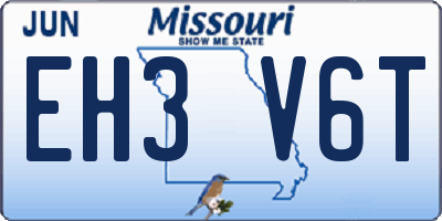 MO license plate EH3V6T