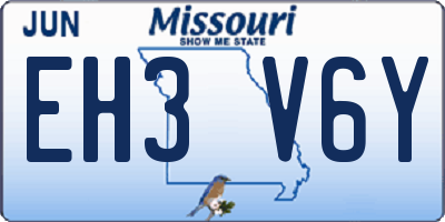 MO license plate EH3V6Y