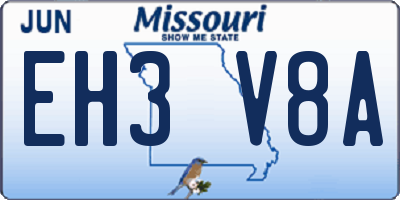 MO license plate EH3V8A