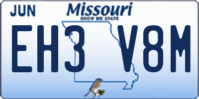 MO license plate EH3V8M