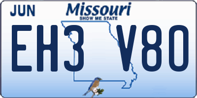 MO license plate EH3V8O