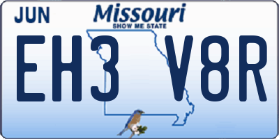 MO license plate EH3V8R