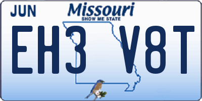 MO license plate EH3V8T