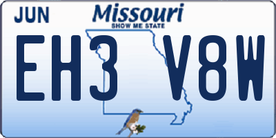 MO license plate EH3V8W