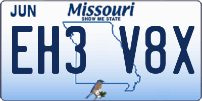MO license plate EH3V8X