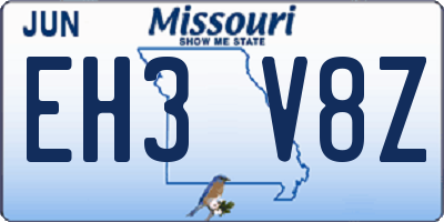 MO license plate EH3V8Z