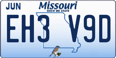 MO license plate EH3V9D