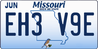 MO license plate EH3V9E