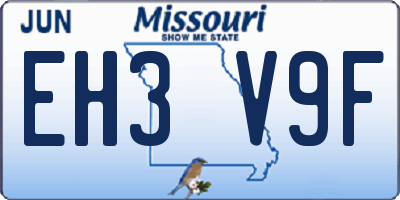 MO license plate EH3V9F