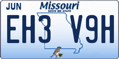 MO license plate EH3V9H
