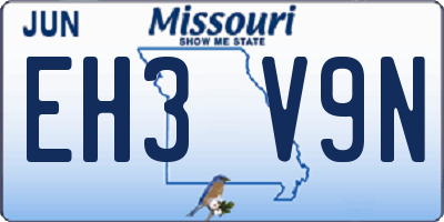 MO license plate EH3V9N