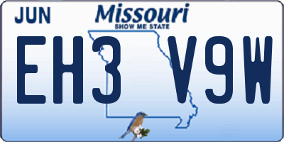 MO license plate EH3V9W