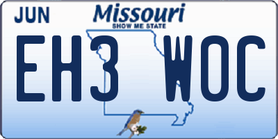 MO license plate EH3W0C