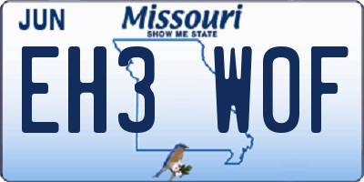 MO license plate EH3W0F