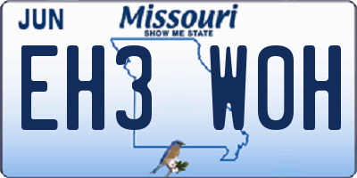 MO license plate EH3W0H