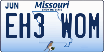 MO license plate EH3W0M