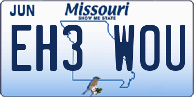 MO license plate EH3W0U