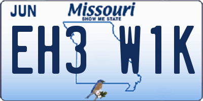 MO license plate EH3W1K