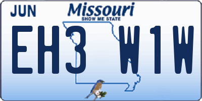 MO license plate EH3W1W