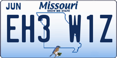 MO license plate EH3W1Z