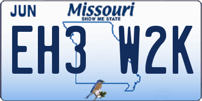 MO license plate EH3W2K