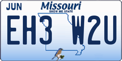 MO license plate EH3W2U