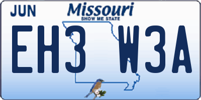 MO license plate EH3W3A