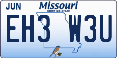 MO license plate EH3W3U