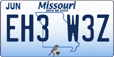 MO license plate EH3W3Z