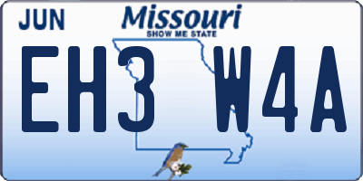 MO license plate EH3W4A