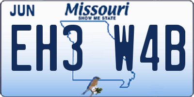 MO license plate EH3W4B