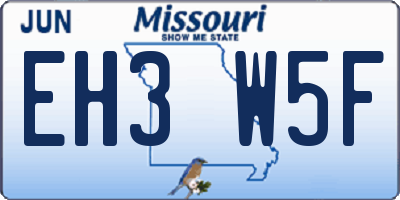 MO license plate EH3W5F
