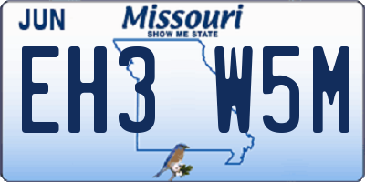 MO license plate EH3W5M
