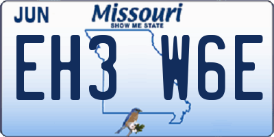 MO license plate EH3W6E