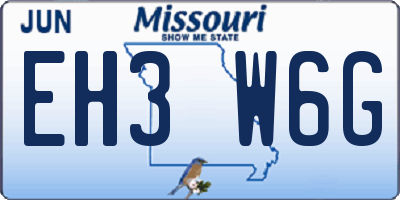 MO license plate EH3W6G