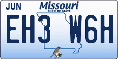 MO license plate EH3W6H
