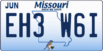 MO license plate EH3W6I