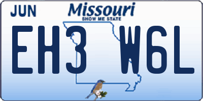 MO license plate EH3W6L