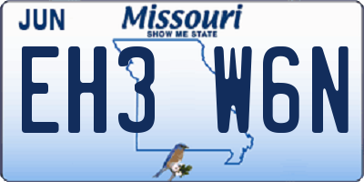 MO license plate EH3W6N