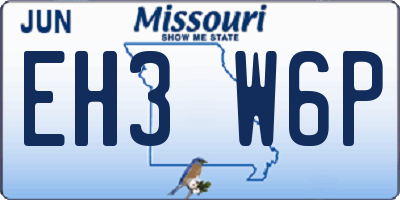 MO license plate EH3W6P