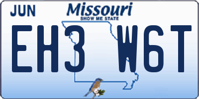 MO license plate EH3W6T
