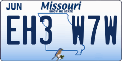 MO license plate EH3W7W