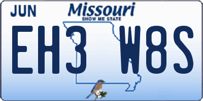 MO license plate EH3W8S