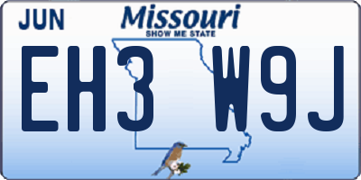 MO license plate EH3W9J