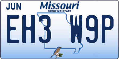 MO license plate EH3W9P