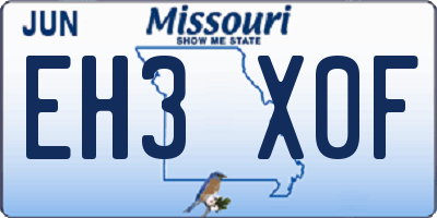 MO license plate EH3X0F