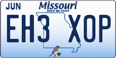 MO license plate EH3X0P